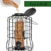 Squirrel Proof Caged Birds Feeder for Outdoor Hanging Metal Cage Seeds Tube Wild Birds Feeder with 4 Ports for Small Birds Goldfinches Chickadees