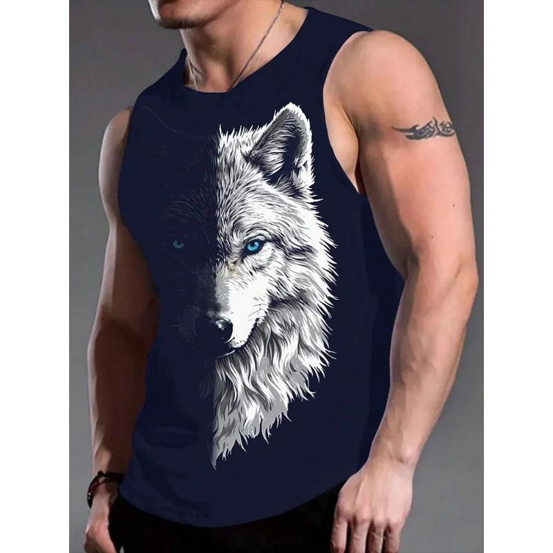 Летний топ с круглым вырезом и 3D-принтом животного, модная повседневная безрукавка, мужские футболки