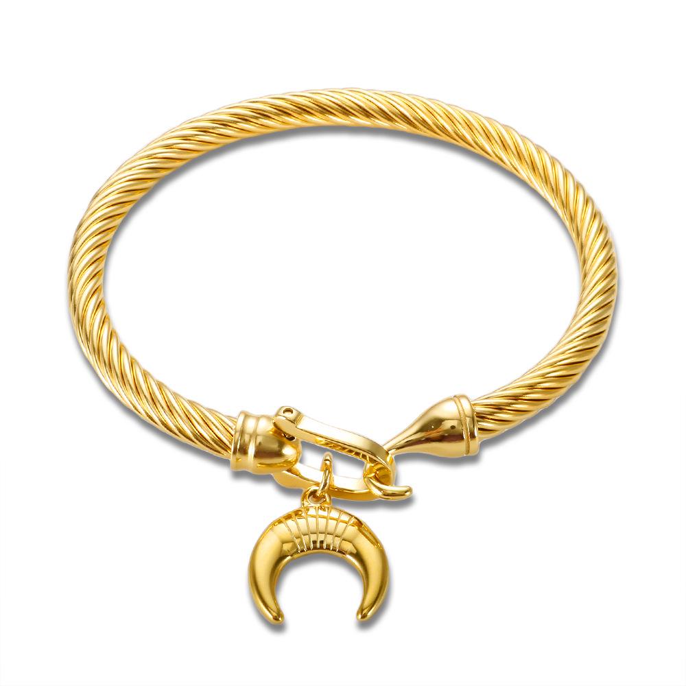 Элегантный браслет из нержавеющей стали с бриллиантовым акцентом и невыцветающей пряжкой в форме подковы