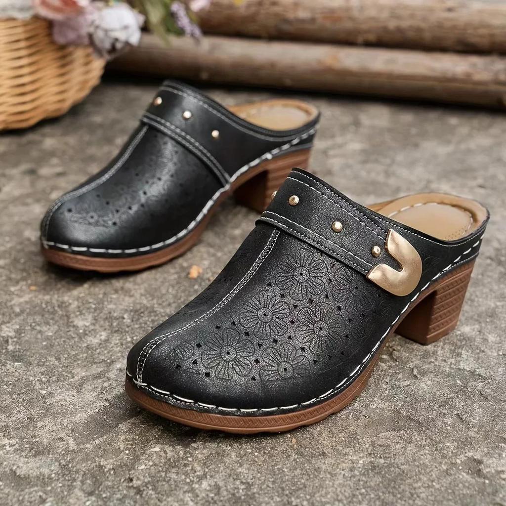 Женские тапочки Baotou на платформе с толстым каблуком, женские сандалии, увеличивающие рост, женские летние ретро-круглые мюли на толстой подошве