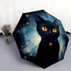 Кот в звездном небе, автоматический складной зонт, портативная и складная конструкция, 8 спиц, рождественский или день рождения подарок.