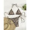 New Sexy Wrap Printed Lace-Up Strap Triangle Cup Bikini Swimsuit Set Split