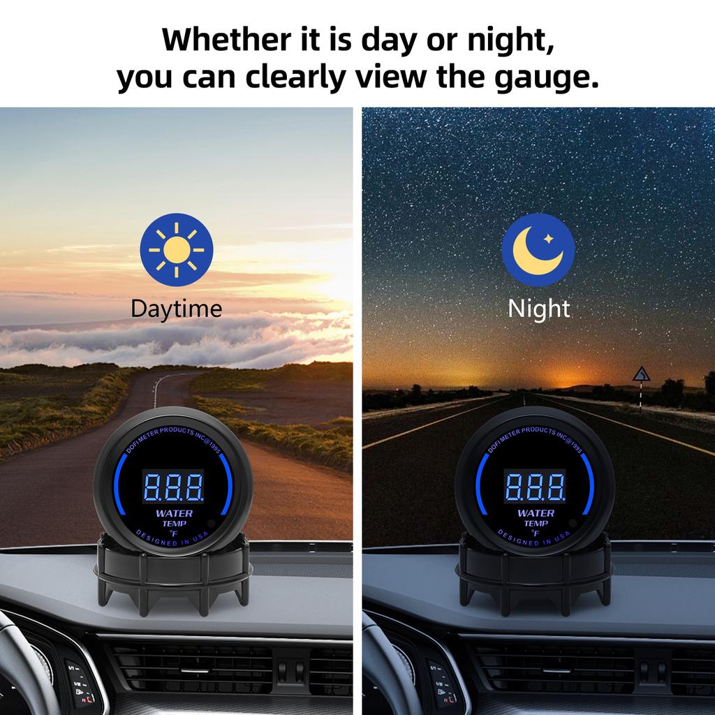 ℉ и ℃ цифровой круглый датчик температуры воды 52 мм измеритель температуры воды с датчиком температуры 1/8NPT для автомобиля грузовика внедорожника 12 В