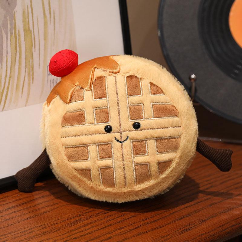 Милая плюшевая кукла-вафля, мягкая игрушка-еда с улыбающимся лицом, мягкие плюшевые игрушки для обнимания, подарок на день рождения для девочки