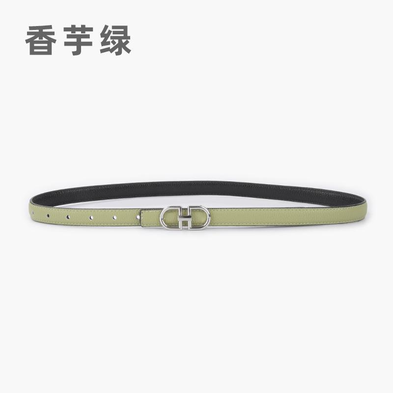 Lychee Pattern First Layer Cowhide Women'S Genuine Leather Women'S Belt Casual Pants Jeans Thin Two-Sided Belt Available