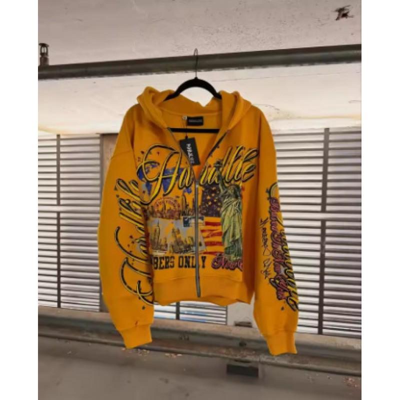 Y2K Streetwear Zip-Up Hoodie 3D Print Loose Fit Harajuku Style Sweatshirt Unisex