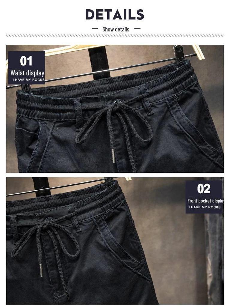 Мужской модный черный комбинезон с множеством карманов - коллекция осень/зима