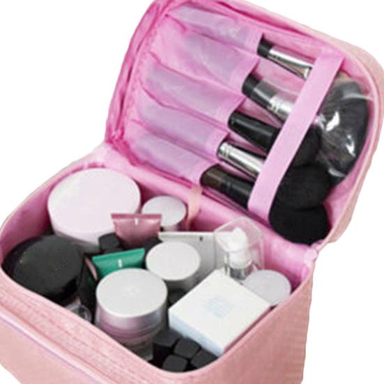 Косметичка с несколькими карманами и двусторонней молнией, органайзер для макияжа из полиэстера для женщин и девочек для спальни