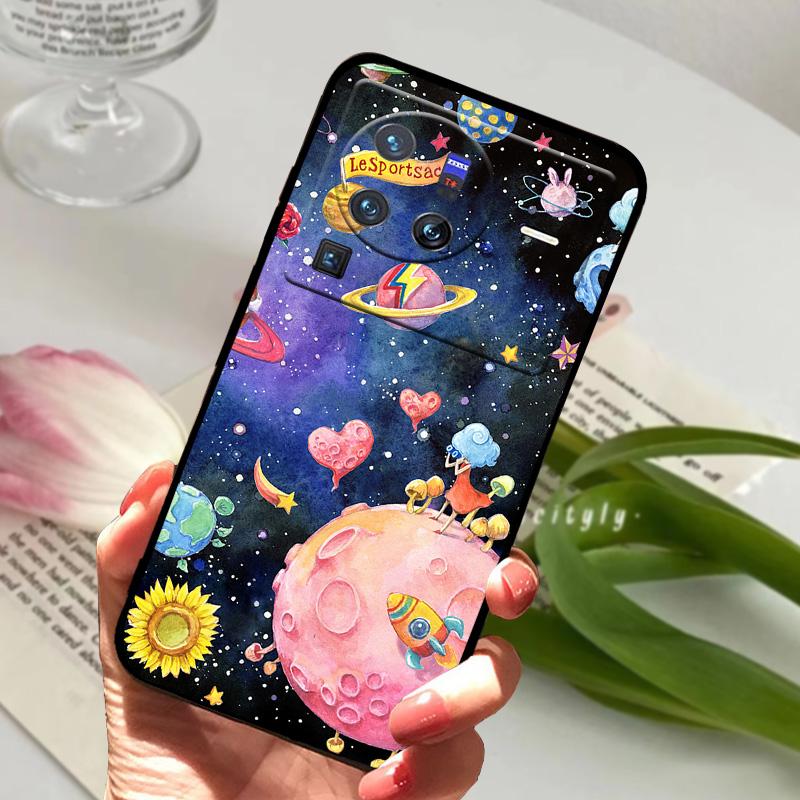 Мягкий силиконовый чехол для vivo X80 Pro 5G Coque X 80 Модный ТПУ чехол для телефона для Vivo X70 Pro Ударопрочный бампер Ракушки Милый мультяшный
