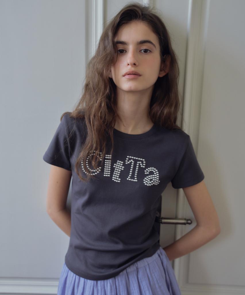 CITTA Signature Stud Logo Slim Fit T-Shirt_Ctt3025(Charcoal)