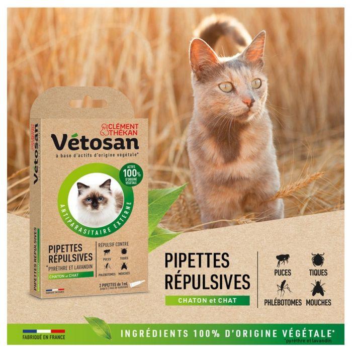 Clément Thékan Vétosan Pipettes Répulsives Chaton/Chat Étui de 2 Pipettes 1 ml