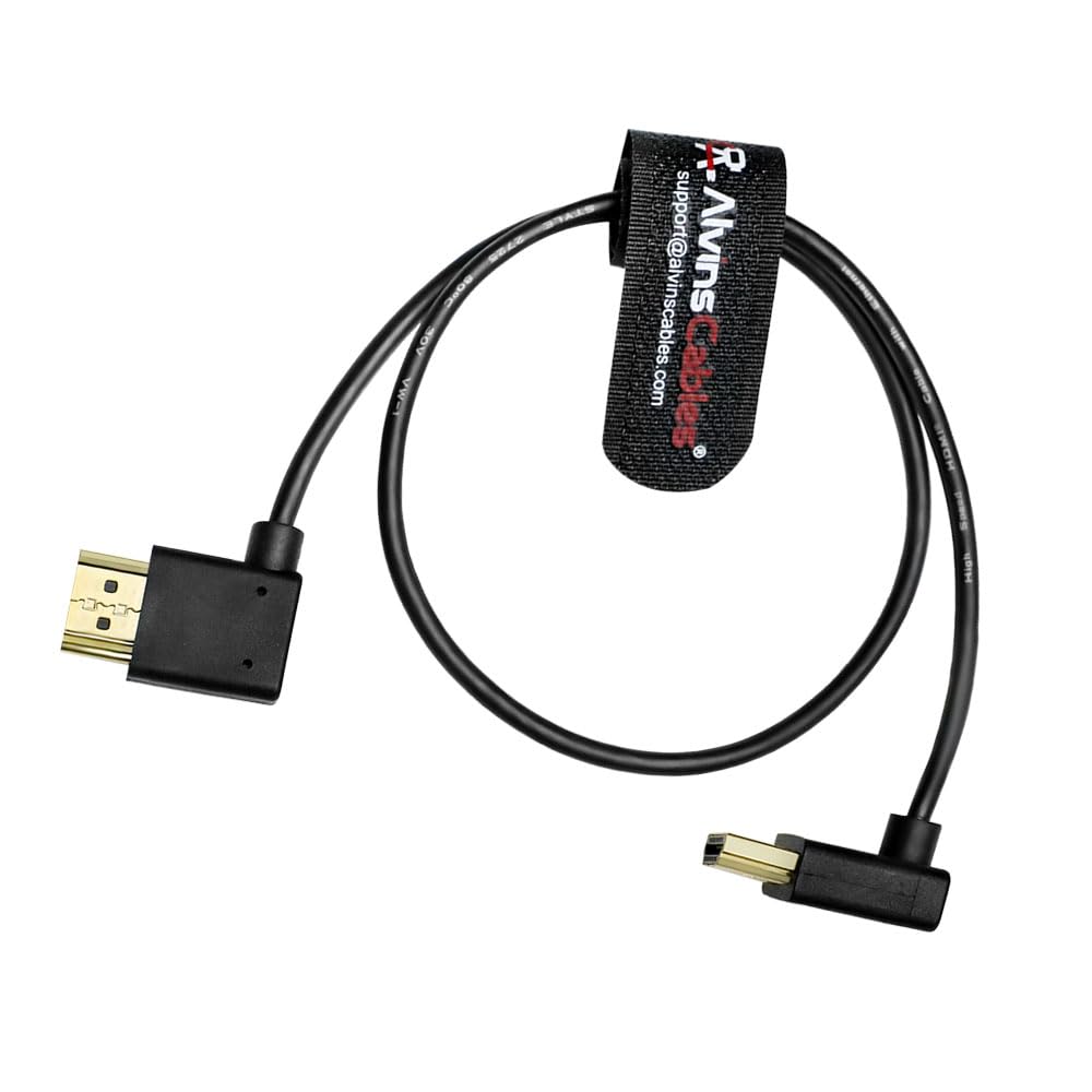 Кабели Z CAM E2 HDMI Кабель под прямым углом для монитора Portkeys BM5 90 градусов к прямому углу Alvin's 2.0, 45 см,