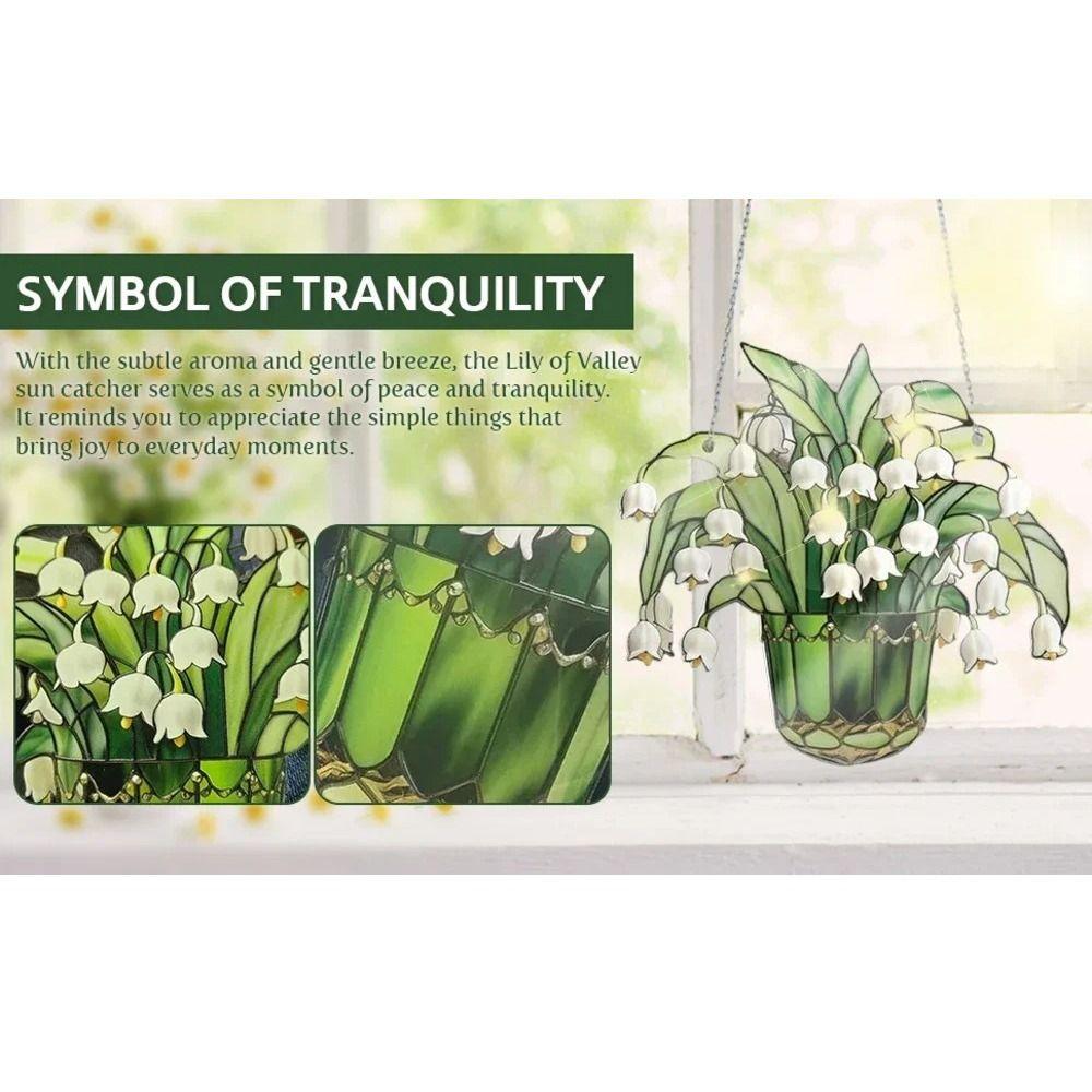 Элегантный Цветок Долины Ловец на Окно Подвесной Ловец Солнечного Света 2D Цветочный Орнамент Окно