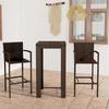 VidaXL 3-piece Garden Bar Set with Armrests Woven Resin Brown