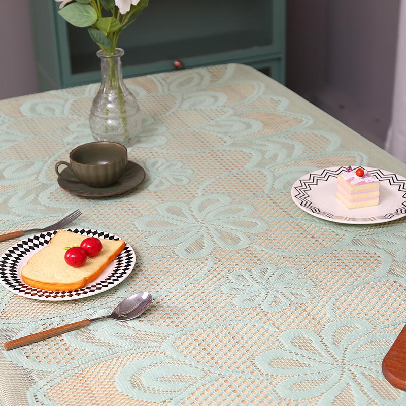 Элегантная кружевная скатерть прямоугольная, полиэстеровая французская романтическая трикотажная ткань, покрытие для стола, машинная ажурная конструкция, украшение для домашнего обеденного стола