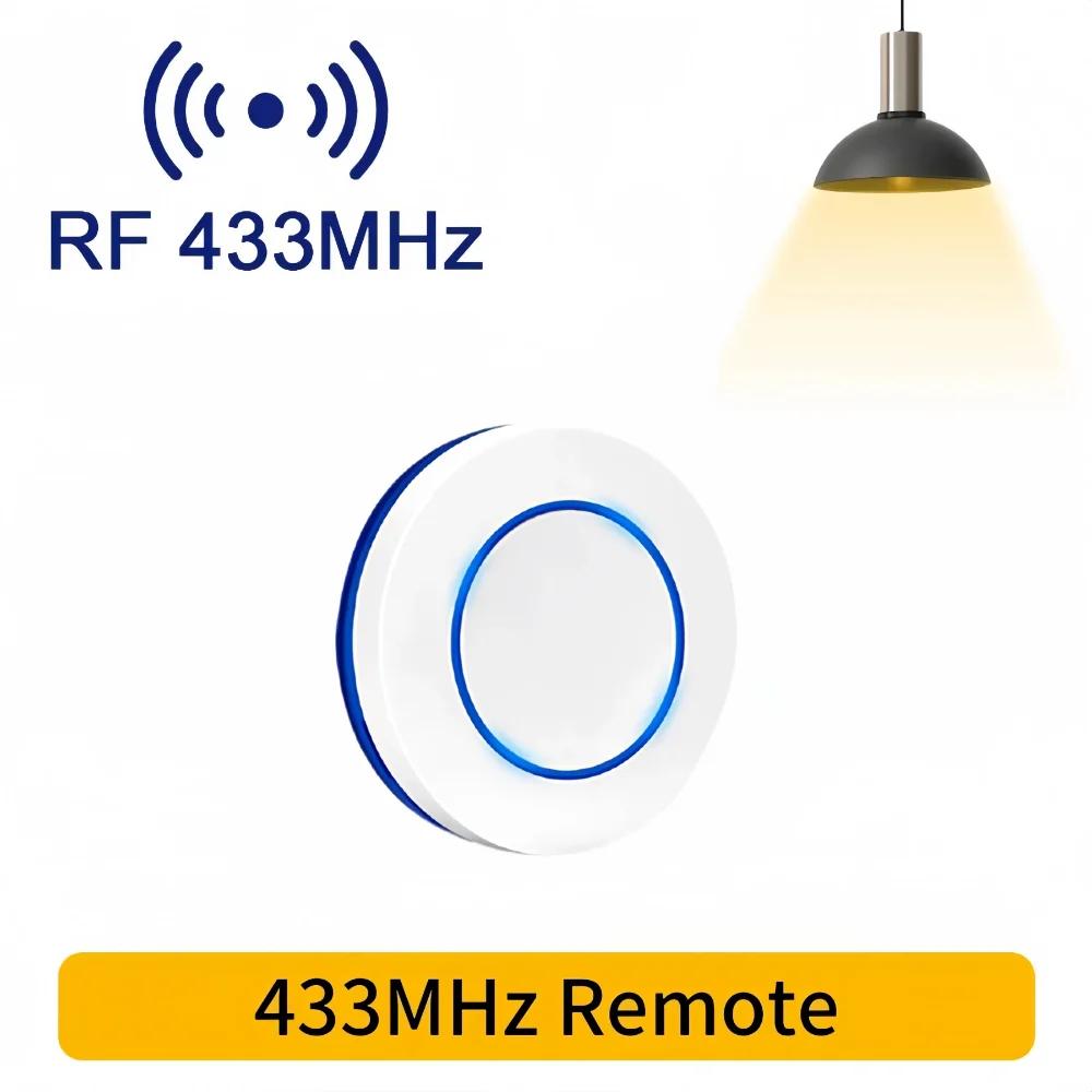 Беспроводной RF 433MHz Пульт Дистанционного Управления Выключатель Света 220В 110В 10А Реле Приемник Мини Круглая Кнопка Настенная Панель Выключателя Для Светодиодной Лампы