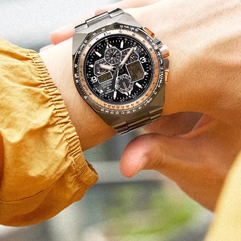Citizen PROMASTER 200м Водонепроницаемые Радиоуправляемые Кварцевые Часы с Браслетом из Нержавеющей Стали JY8146-54E