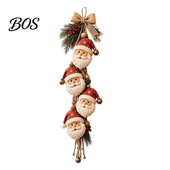 Christmas Tree Decor Santa Claus Wooden Hanging Ornament, Rustic with Gift for Kids Jute String, Farmhouse Holiday Wall Home Garden Winter