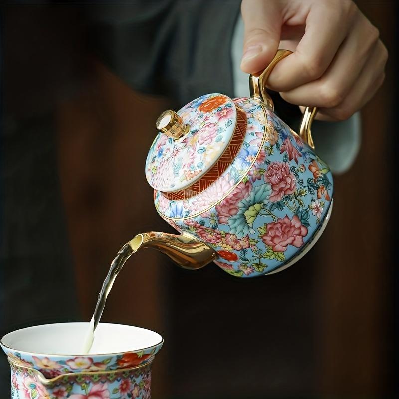 1 шт. эмалированный цветной чайник в китайском стиле, китайский стиль, керамический анти-обжигающий чайник, бытовой чайный сервиз кунг-фу с фильтром, горшок большой емкости