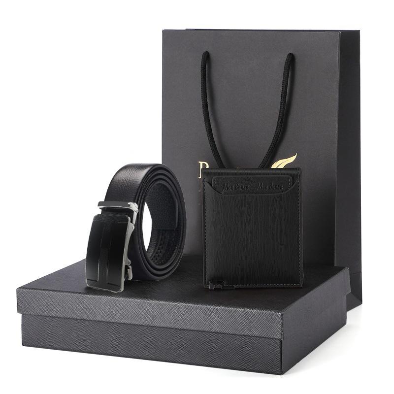 Отсутствие свиная кишка ремень кошелек подарочный набор подарочная коробка мужской кошелек из натуральной кожи короткий кошелек из коровьей кожи мужской ремень