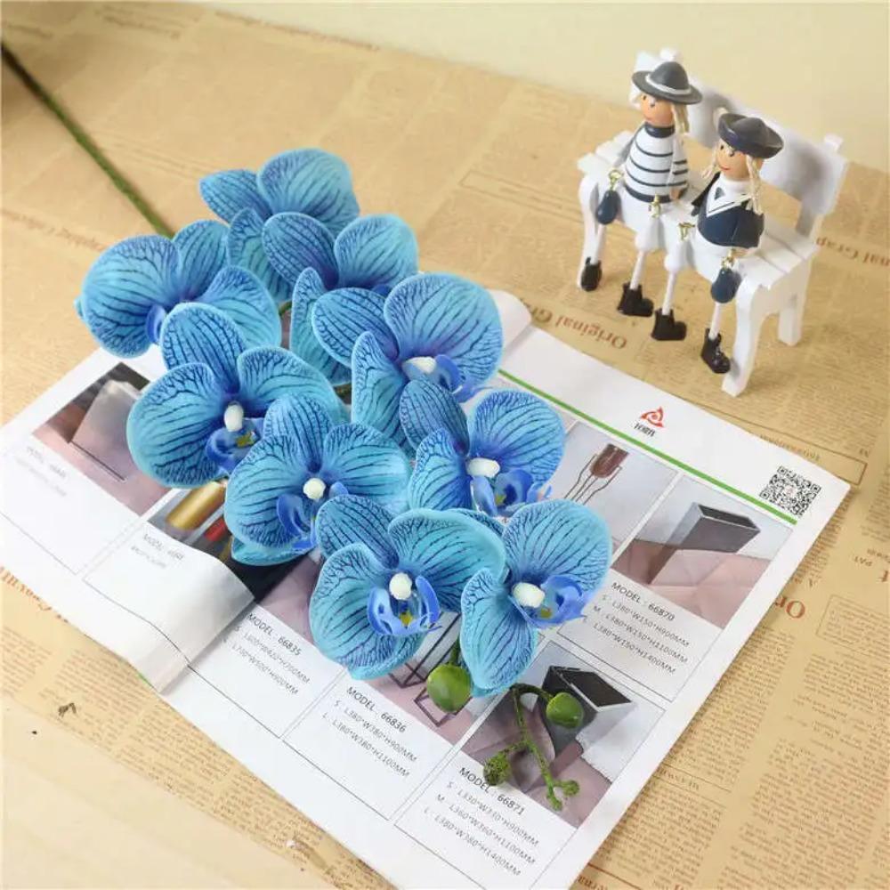 Латексная искусственная орхидея-бабочка с 9 головками 3D-печать Большой размер Искусственный фаленопсис Силикон ПУ На ощупь как настоящий Свадебный домашний декор