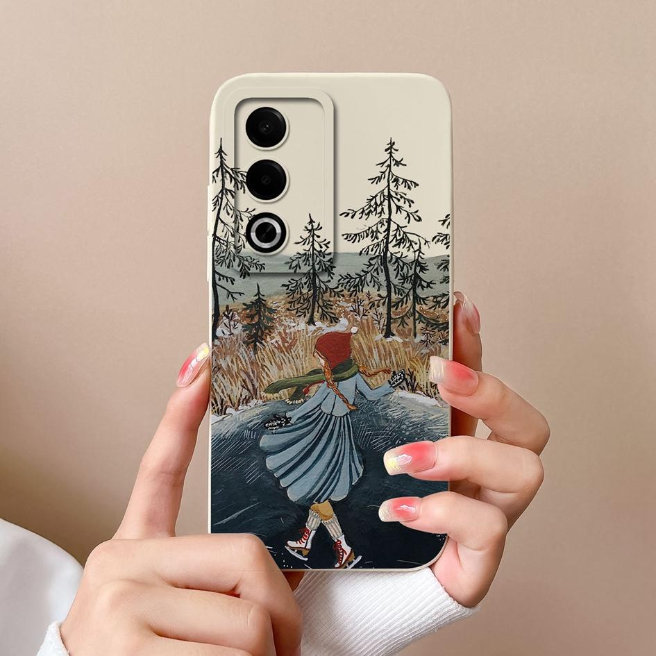 Чехлы для телефонов OPPO A3 Pro A3X K12X C63 Realme 12 13 Минималистичный узор Чехлы для защиты камеры Жидкий силиконовый противоударный Защитный чехол для OPPO Capas
