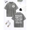Beach Sunset Surfs Up Meet Me Prints Washed T-Shirt Women Cotton Oversize Tops Street Distressed O-Neck T Shirt Clothes
