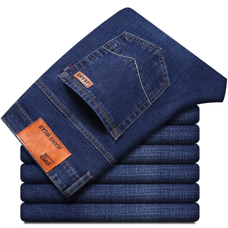 Мужские эластичные джинсы мужские весенне-осенние свободные прямые повседневные облегающие новые летние тонкие брюки tide