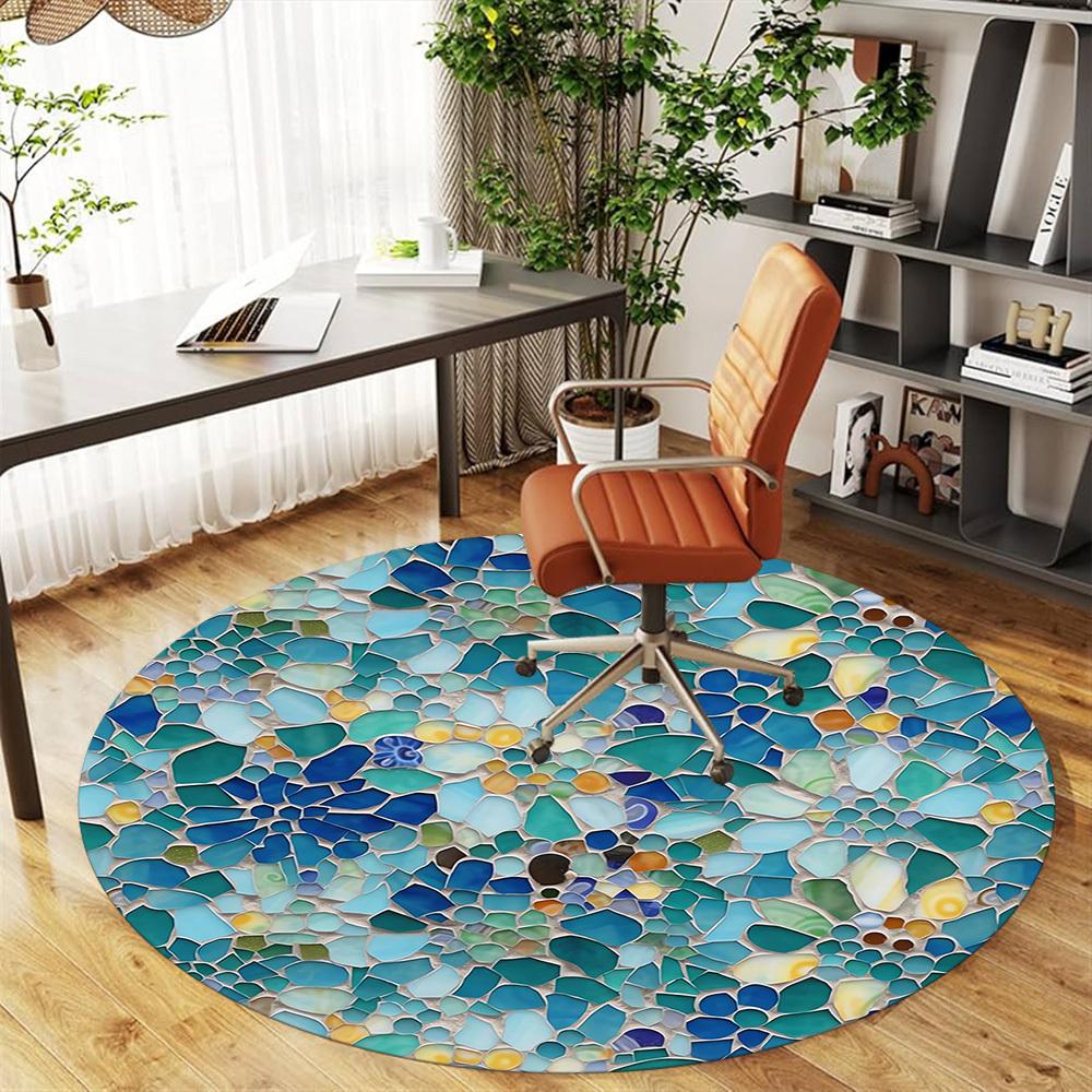 1pc mosaic art Round Chair mat Area Rug - Non-Slip, Floor Mat for Office, Bedroom, and Indoor Decor c1118146