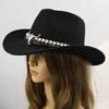 Cowboy Hat for Women And Men Shapeable Brim Western Cowgirl Hat with Bull Head Band Decoration Faux Suede Roll-up Fedora Hat