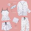 "Korean Striped Women's Seven-Piece Pajama Set for All Seasons"