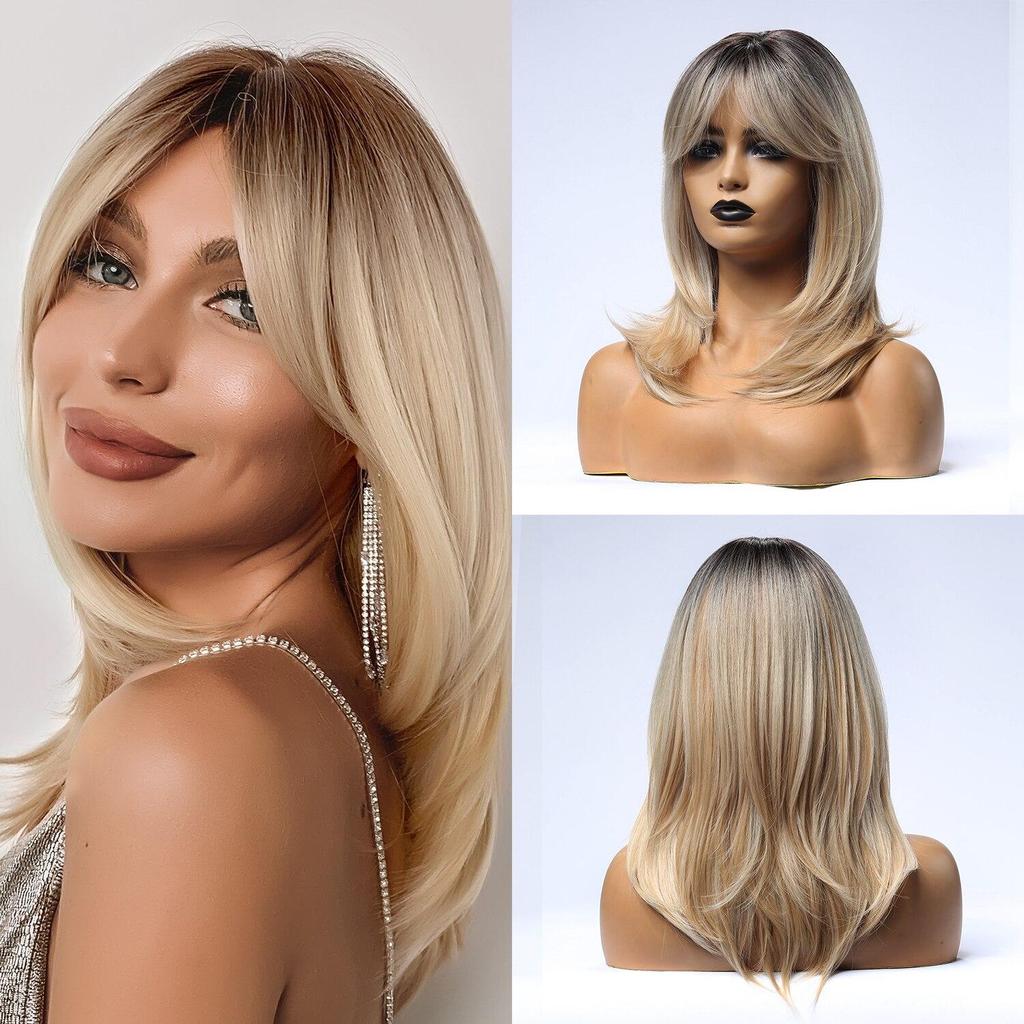 Темно-коричневый парик Element Bob с воздушной челкой, крутые короткие синтетические парики для женщин, до плеч, термостойкие волокна, волосы на каждый день