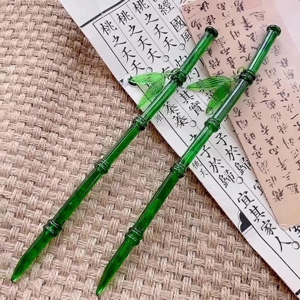 Chinese Style Chopstick Hairpin Bamboo Leaf Hair Clip Simple Hair Stick for Women