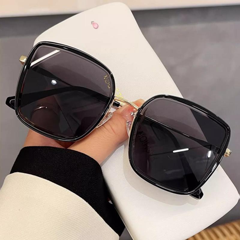 Негабаритные квадратные солнцезащитные очки для женщин, люксовый бренд, ретро, ​​большая оправа, UV400, черные оттенки для вождения, рыбалки