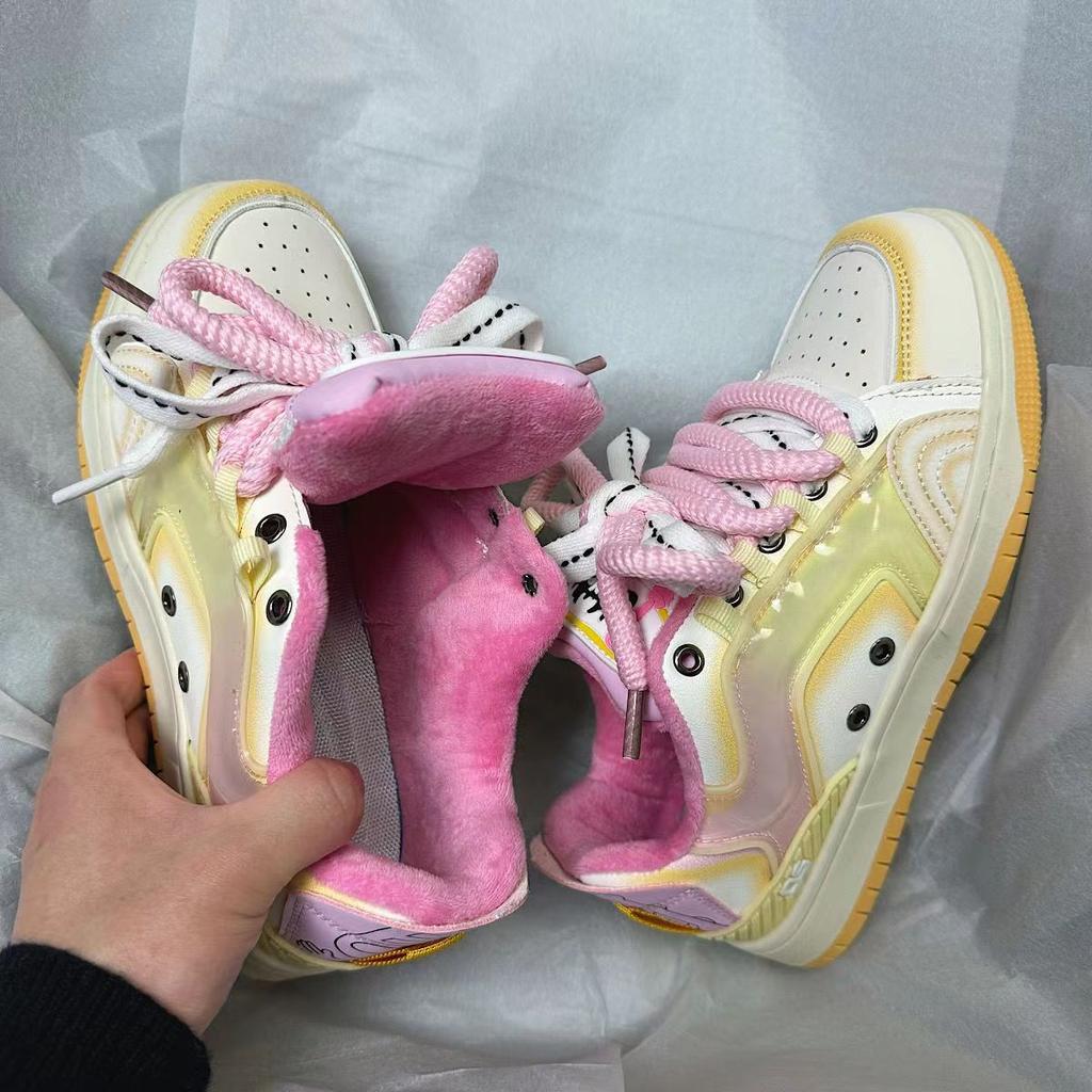 Women Platform Sneakers Mixed Colors Design Skateboard Star Decoration Lace Up Sport Shoes Casual Outdoor Running Sneakers 36-44