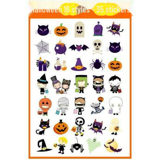Детские наклейки-татуировки с героями мультфильмов на Хэллоуин — милые тыквы, привидения, черепа, водонепроницаемые и прочные