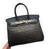 First Layer Cowhide Alligator Pattern Matte Portable Shoulder Messenger Women's Bag Cross-border Premium