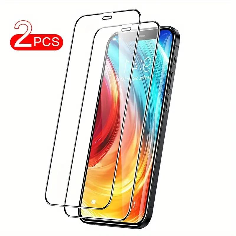 2 упаковки полноэкранной защиты для iPhone 11 12 13 14 15 Pro Max X XR XS Max 7 8 Plus iPhone SE 3/2 (2022/2020) Защитная пленка из закаленного стекла