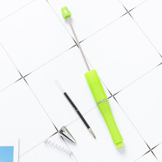 10 шт. ручек DIY с бусинами, с разноцветными бусинами и заправляемыми чернилами, шариковая ручка для плавного письма, креативная поделка для детей, забавные школьные принадлежности