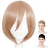 CaseEden Cosplay Гладкий Короткий Светлый Парик WIG6101, Премиум, Волосы, Коричневый,