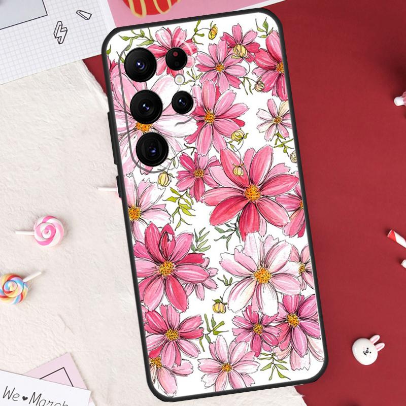Желтые Цветы Космоса Лавандовый Чехол Для Samsung Galaxy S24 FE S20 FE S21 S22 S23 S25 S26 Ultra S10 Plus S25 FE Чехол-Ракушка