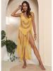 Hand-Crocheted European-American Beach Cover-Up Dress with Tassel and Hollow-Out Design