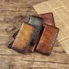 Women Long Genuine Leather Wallet Retro Handmade Embossed Card Holder First Layer Cowhide Phone Purse