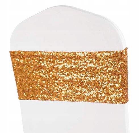 Chair Band With Bow, Elastic, Gold Sequin