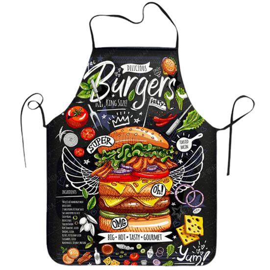 Cooking Apron Sleeveless Comfortable Wearing Clear And Real Image Reusable Anti-stain Waterproof Polyester Pizza Pattern Kitchen Apron Home Supplies
