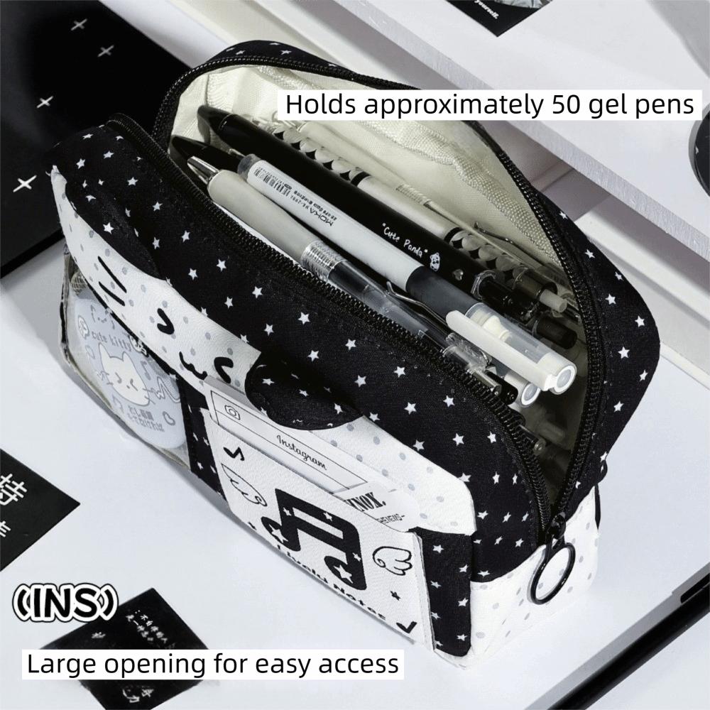 Clear Window 3D Cat Ear Pencil Case Music Note Star Music Pencil Bag  Teen Girls