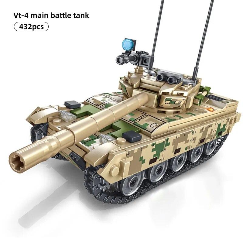 432 шт., военный основной боевой танк VT-4, строительные блоки, армейский солдат, оружие, кирпичи, автомобиль, развивающие игрушки, подарки для детей