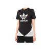 adidas Футболка женская с коротким рукавом и круглым вырезом, с цветным блоком логотипа, дышащая, впитывающая пот, черная CY7367