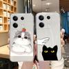 Cute Cat Patterned Soft Silicone Clear Case For Xiaomi Redmi 13C Note 13 Pro Samsung A55 A54 A34 S24 M35 iPhone 15 Camera Protective Shockproof Cover