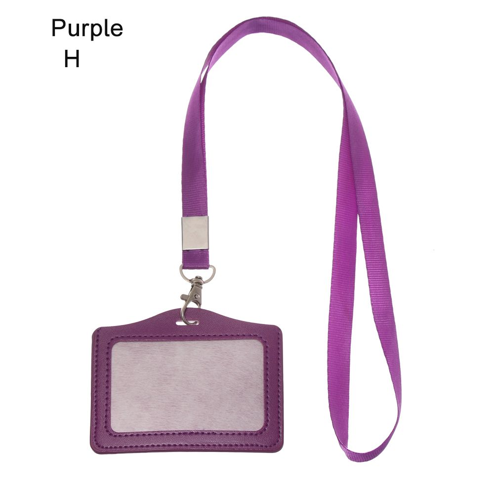 ID Leather Card Holders Lanyard Card Sleeve Women Men PU Bank Card Name Credit Card Holders Neck Strap Card Candy Colors